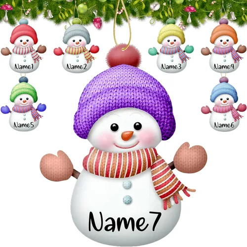 Miniatura 12 de 7 adornos de Navidad personalizados con nombre personalizado muñeco de nieve para árbol de Navidad, decoraciones colgantes regalos personalizados
