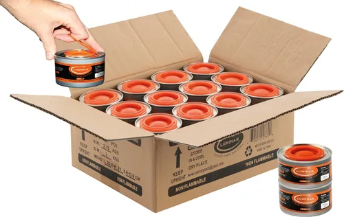 Miniatura 10 de Luminar Latas de combustible de rozaduras con mecha resellable, paquete de 6, 6 horas, quemadores de calidad premium para calentadores de alimentos