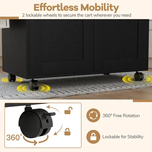 Miniatura 8 de LOKO Carrito de isla de cocina con ruedas, armario de almacenamiento de cocina con cajón, toallero, estante para especias y estante ajustable