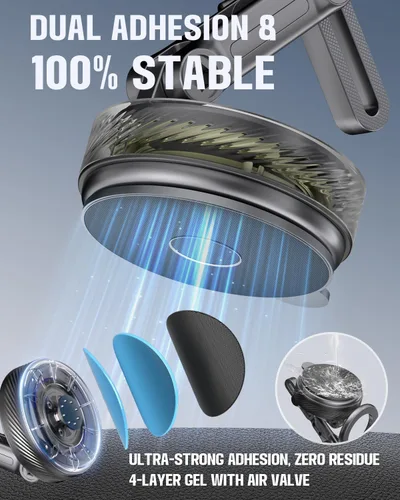 Miniatura 4 de Soportes magnéticos para teléfono para tu automóvil, soporte de teléfono mejorado al vacío de 360°, 108+LBS de succión más fuerte y 3000gf