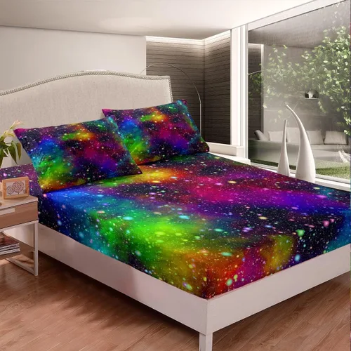 Miniatura 41 de Sábanas de cama con estampado de patas de perro para niños, sábana bajera ajustable de huesos coloridos para los amantes de los perros