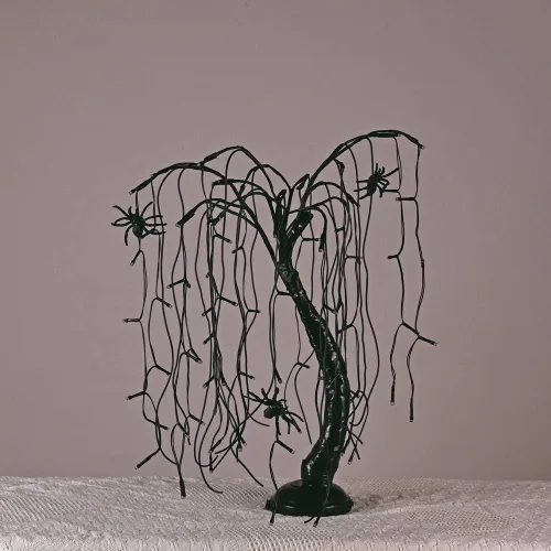 Miniatura 6 de Luz de bonsái de sauce iluminada de 24 pulgadas para Halloween, 80 luces LED naranjas, lámpara de mesa, árbol artificial, decoración de escritorio