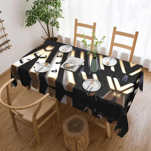 Miniatura 10 de Mantel rectangular de encaje de poliéster con lunares negros, 54 x 72 pulgadas, resistente a las arrugas, lavable, mantel grueso