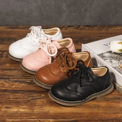 Miniatura 5 de Zapatos Oxford de piel sintética para niños y niñas, zapatos de vestir de boda para niños pequeños, con cordones, suela de textura antideslizante