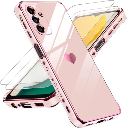 Miniatura 40 de LeYi for Moto G 5G 2025 Case: with Tempered Glass Screen Protector [2 Pcs]+ Full Camera Lens Protection,Love Heart Plating Cute Luxury Soft TPU