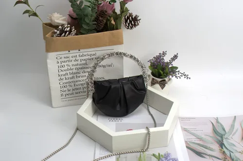 Miniatura 3 de HEYCUE Mini Glitter Diamond Handle Handbag Circular Evening Crossbody bag Sparkly Bride Wedding Party Prom Purses For Women