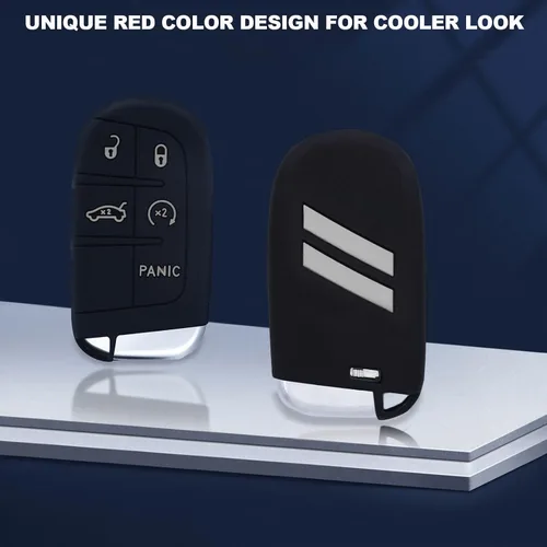 Miniatura 7 de GZSH Funda para llavero para Dodge Accesorios de 5 botones, funda de silicona para llavero de repuesto con control remoto para Dodge Challenger