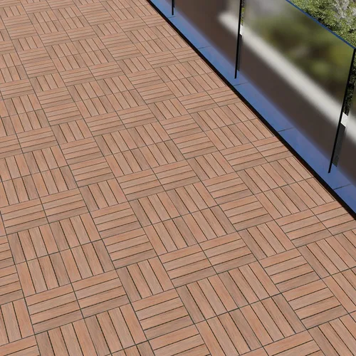 Miniatura 10 de SunnyRoyal Dect Tiles - Azulejos de madera maciza de teca maciza y fácil de instalar, azulejos entrelazados para patio en gris, paquete de 1