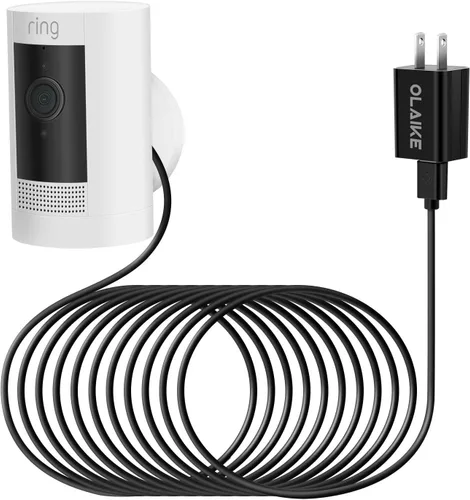 Miniatura 15 de OLAIKE Paquete de 2 cables de carga de 16 pies para batería Ring Stick Up Cam/Plug-in y Ring Spotlight Cam Battery, adaptador de corriente