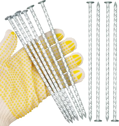 Clavos Espirales para Paisajismo de Servicio Pesado de 8 pulgadas - Estacas de Jardín de Metal Galvanizado Sólido para Fijar Bordes de Adoquines,