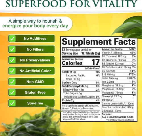 Miniatura 3 de Sunlit Best Spirulina Tablets – Tabletas orgánicas de espirulina USDA Premium 1000 unidades – Espirulinas naturales explosión orgánica para apoyo