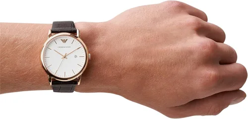 Miniatura 6 de Emporio Armani Men's Three-Hand Date Black Leather Watch