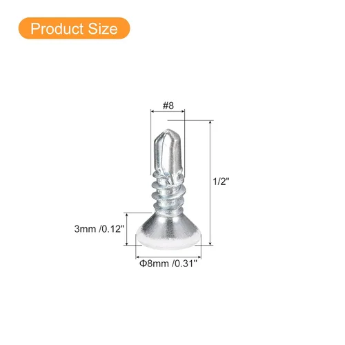 Miniatura 2 de uxcell Tornillos blancos #8 x 1/2" Tornillos autoperforantes, 100 tornillos Phillips de cabeza plana para chapa metálica Tornillos de madera a metal
