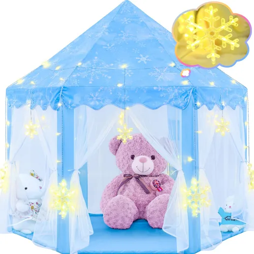 Miniatura 8 de EVOIONOS Tienda de campaña de princesa para niñas, tienda de campaña de castillo para niñas, tienda de campaña de juego de castillo de princesa