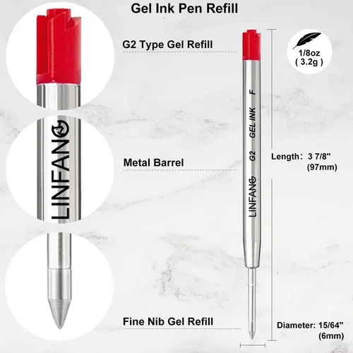 Miniatura 2 de Recambios de tinta de gel roja, paquete de 6 repuestos de punta fina de 0.020 in de punta fina de escritura suave (6 rojos)