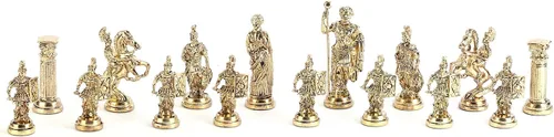 Miniatura 4 de (Sin tablero) Figuras históricas hechas a mano de Roma Piezas de ajedrez de metal, tamaño grande, tamaño King 4 pulgadas (solo piezas)
