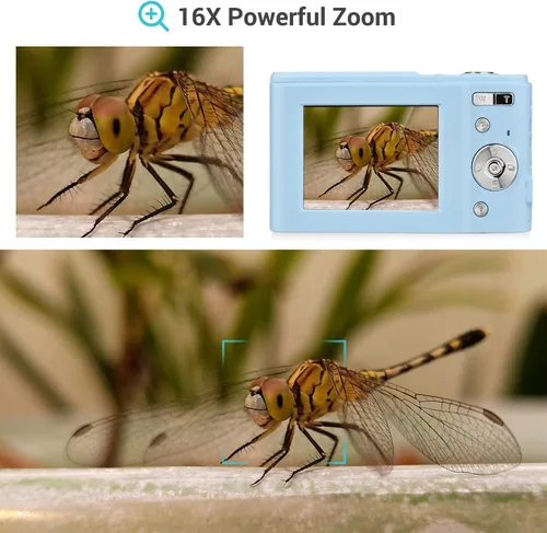 Miniatura 5 de Andoer - Cámara digital portátil de 48 Mpx. y 1080P con pantalla IPS de 2,4 pulgadas, zoom de 16x, enfoque automático, temporizador automático, Azul