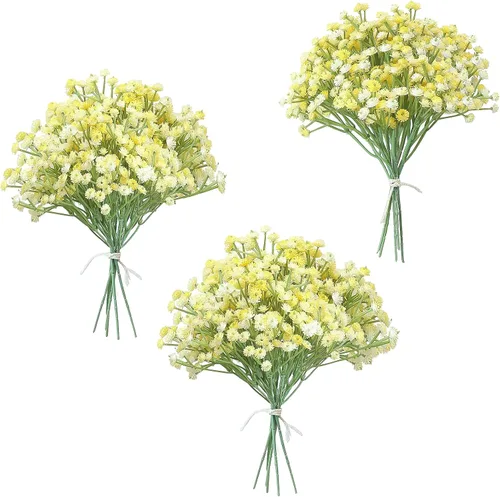 Miniatura 6 de Floroom - 18 ramitas artificiales de aliento de bebés Gypsophila, flores falsas de aspecto real color azul polvoriento para ramos de boda, centros