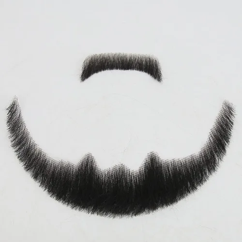Miniatura 6 de Extensión de barba facial de cabello humano, bigote negro, disfraz de barba falsa para adultos y hombres, maquillaje realista de encaje, barbas
