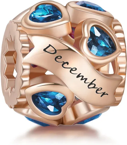 Miniatura 44 de Abalorio de plata de ley 925 con piedra natal de Ningan, abalorio de corazón para pulseras y collares, regalo de cumpleaños para mujeres y niñas