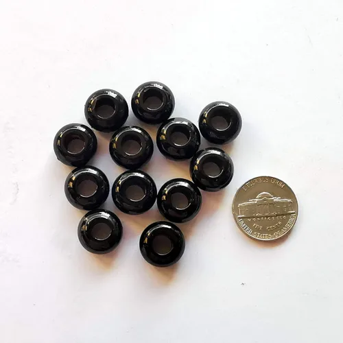 Miniatura 3 de 15 cuentas de piedra suelta de obsidiana negra natural, cristales y piedras curativas, 0.236 pulgadas (0.236 in) para bricolaje