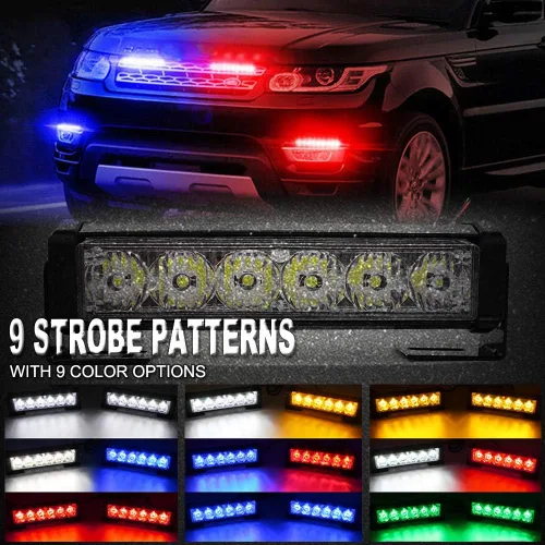 Miniatura 2 de 2 x 6 LED con 9 modos de advertencia para el tráfico - Luces estroboscópicas impermeables para auto, para interior, techo, salpicaderas, parabrisas