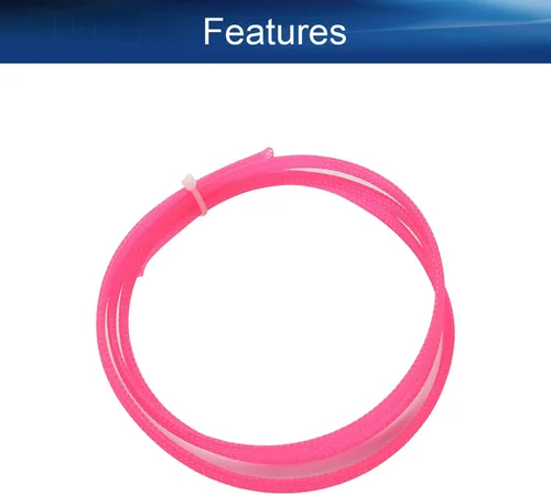 Miniatura 3 de Bettomshin 1 funda de organización de cables de 3.28 pies (3.3 ft), protector de cable rosa PET de 1/4 pulgadas de ancho, tubo de telar de alambre
