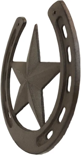Miniatura 4 de Ebros Gift Herradura de metal de hierro fundido rústico de 10 anchos con decoración de pared de estrella occidental, placa de arte recortada