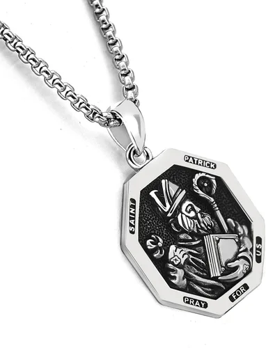 Miniatura 34 de Collar de plata de ley 925 con medalla de San Patrón, colgante de protección católica, amuleto, joyería religiosa para hombres y mujeres