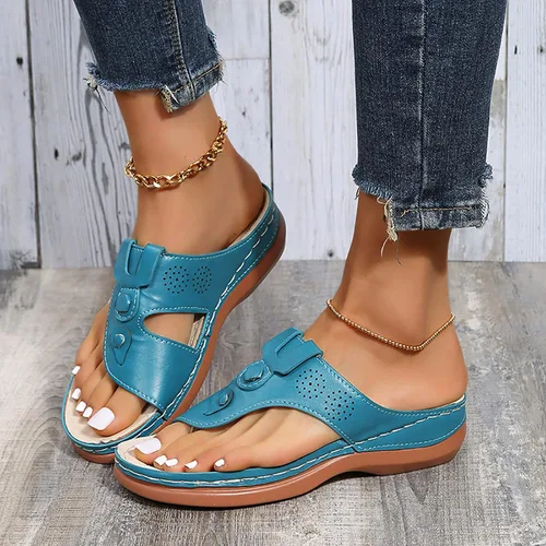 Miniatura 9 de Sandalias planas de verano elegantes para mujer, sandalias ortopédicas para mujer, soporte de arco