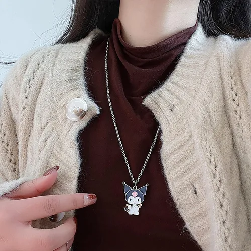 Miniatura 4 de Collar Kawaii My Melody And Kuromi Bff Collar para 2 bonitos collares estéticos colgantes, Acero aleado, vidrio aventurina