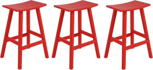 Miniatura 34 de WestinTrends Malibu - Juego de 2 taburetes para sillín para exteriores/patio, 24 alturas, color rojo