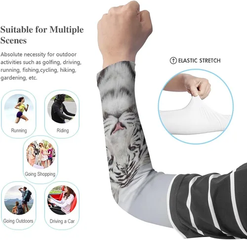 Miniatura 3 de Mangas de compresión de seda de hielo transpirables para hombres y mujeres, mangas de compresión de seda de hielo con protección solar UV