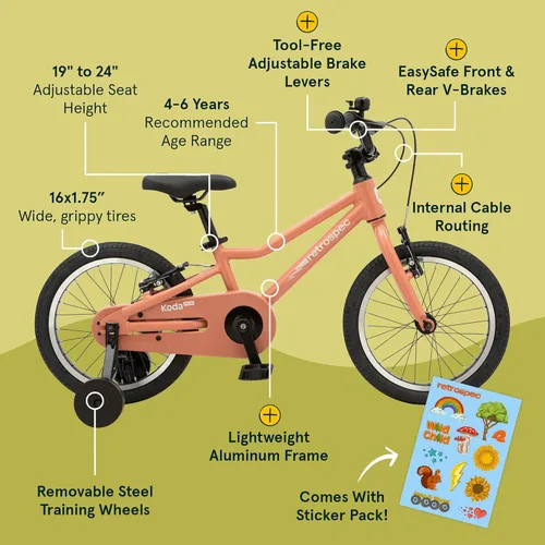 Miniatura 2 de Retrospec Koda Plus Kids Bike for Boys & Girls Ages 4-6 Years - Children's Bicycle, Adjustable Seat & Handlebars Rosa