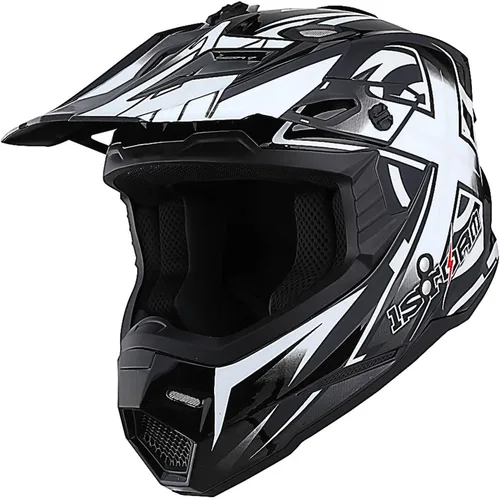 Miniatura 16 de 1Storm Casco de Motocross para Jóvenes Niños BMX MX Casco de Bicicleta Adolescente Estilo de Carreras; Azul de Carreras + Gafas + Paquete de Guantes