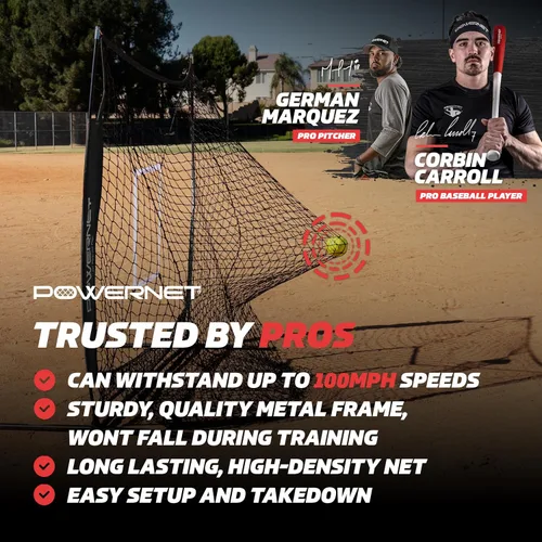 Miniatura 2 de PowerNet Baseball Net Bundle, 5x5 Travel Net With Softball Accessories for Hitting, Pitching, Training Equipment, Weighted Ball, Tee