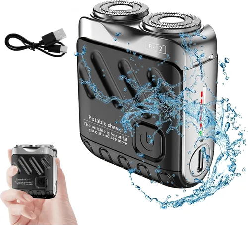 R-12 - Afeitadora eléctrica de equipaje, afeitadora de barba mini y diseño de maleta portátil, mini maquinilla de afeitar eléctrica, afeitadoras