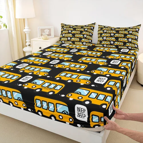 Miniatura 12 de Erosebridal Sábanas bajeras de camión de bomberos para niños, sábana bajera de panal de abejas de color rojo, tamaño individual, sábanas