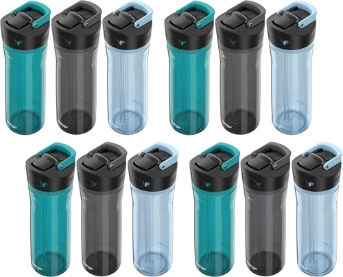 Miniatura 10 de Contigo Ashland 2.0 Botella de agua a prueba de fugas con bloqueo de tapa y popote angulado, apta para lavavajillas, tapa intercambiable, paquete