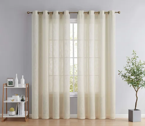 Miniatura 32 de HLC.ME - Cortinas de lino sintético con textura semitransparentes que mantienen la privacidad y filtran la luz, con ojales, cortas y de tela delgada