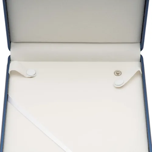 Miniatura 3 de COWFEX Cadena larga de perlas PU collar caja de regalo vitrina soporte de almacenamiento (azul oscuro)