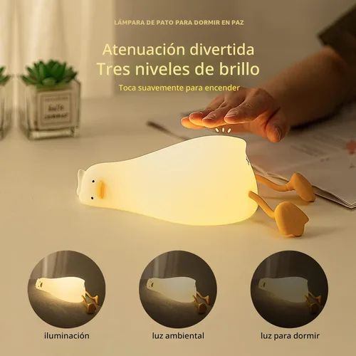 Miniatura 2 de MUID Benson - Luz nocturna de pato acostado plano, lámpara LED de pato suave, lindo pato iluminado, luz nocturna de silicona regulable