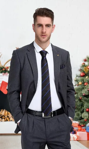 Miniatura 20 de Hi-Tie Corbata clásica de cachemira para hombre con pañuelo y gemelos a cuadros