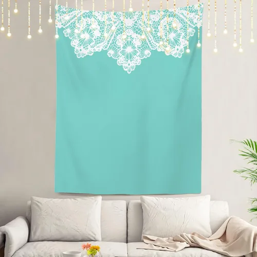 Miniatura 35 de Shrahala Tapiz de pared azul brillante, acuarela azul degradado para colgar en la pared, tapiz grande decorativo de fibra de poliéster, dobladillo