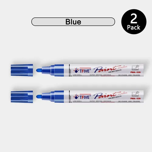 Miniatura 7 de TFIVE Rotuladores de pintura permanente azul – 2 rotuladores a base de aceite, punta media, impermeables y de secado rápido, para oficina, proyectos