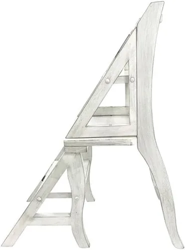 Miniatura 9 de Antigua silla plegable de la escalera de la biblioteca en blanco
