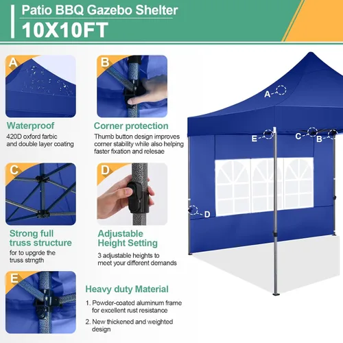 Miniatura 100 de COBIZI Tienda de campaña desplegable de 6.6 x 6.6 pies, toldo resistente, fácil de instalar, impermeable, para exteriores, fiestas, playa, jardín