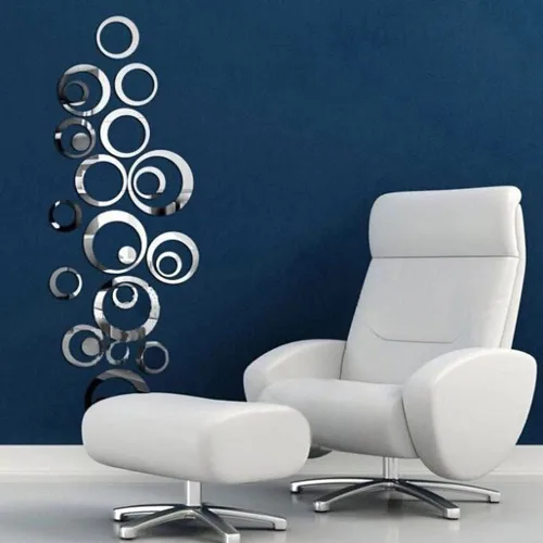 Miniatura 4 de Calcomanías de espejo, 24 calcomanías redondas de acrílico para decoración de pared, fondo de superficie extraíble, autoadhesivas, decoración