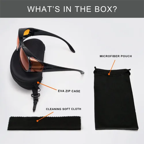 Miniatura 5 de Eyekepper Reducción de Luz Azul al 100%, Gafas de Computadora de Bloqueo Anti-Azul Fitover con Lente Extra Ámbar 1804-negro-100% bloqueo de luz azul