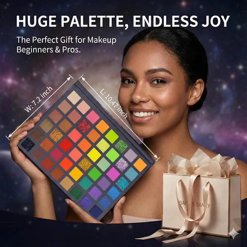 Miniatura 5 de Paleta de sombras de ojos profesional de 54 colores – Ultra pigmentado mate y brillante verde intenso, tonos bosque y oliva, fácil de mezclar